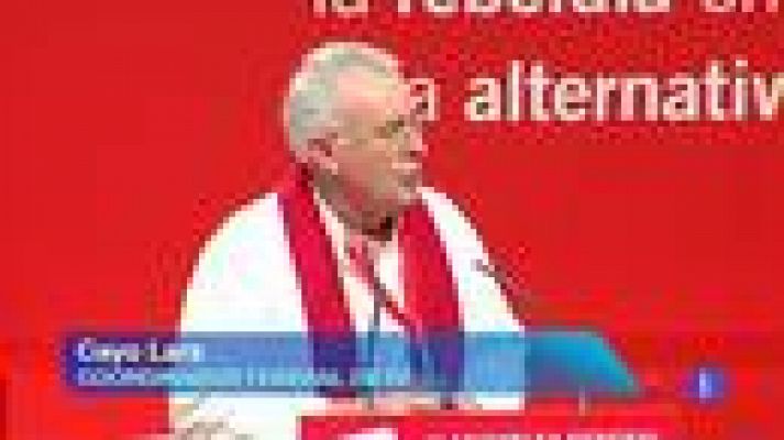 Telediario 1 - Lara sitúa como reto de IU convencer a los defraudados del PSOE