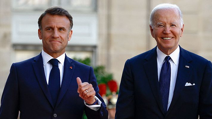 Telediario Fin de Semana - Macron y Biden hacen frente común ante la tensión en Oriente Próximo y la guerra en Ucrania