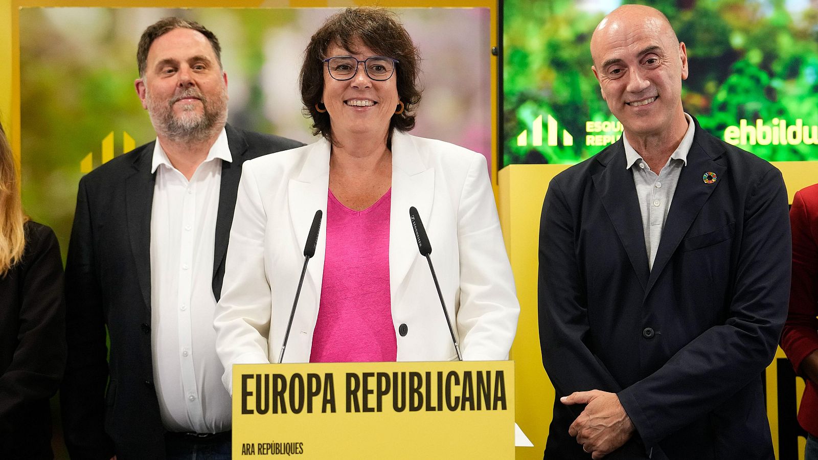 Riba (Ahora Repúblicas) celebra sus tres escaños en las elecciones europeas y asegura que seguirá en la lucha de la "liberación nacional"