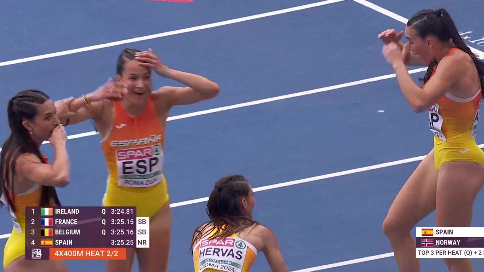 El 4x400m femenino bate el récord de España en Roma 2024