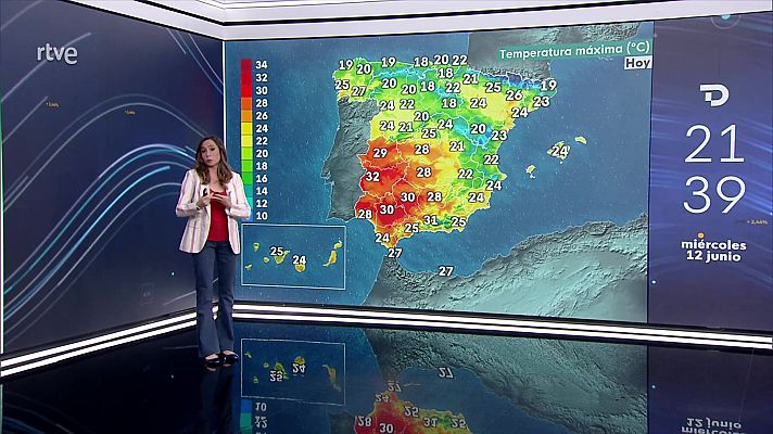 El tiempo - Descensos de las temperaturas máximas en el Pirineo, Baleares y meseta norte