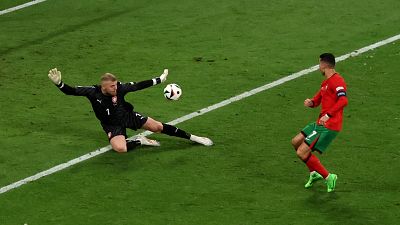 Stanek frena el intento de Cristiano Ronaldo de poner el 1-0 en el marcador