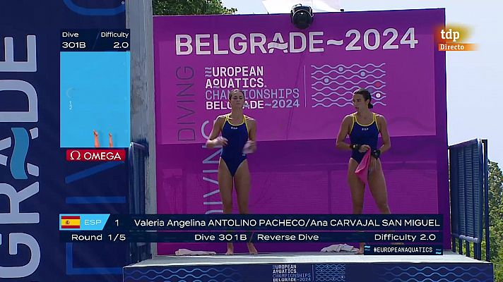 Ana Carvajal y Valeria Antolino Pacheco logran la plata en el Europeo en saltos 10m