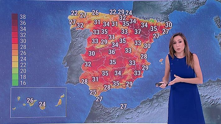 Las temperaturas máximas descenderán en el tercio oeste peninsular, en Canarias y en Galicia, aumentarán en el tercio nordeste, Baleares y el alto Ebro