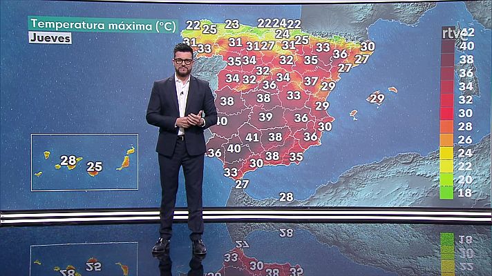 El tiempo - Probabilidad de chubascos y tormentas localmente fuertes en zonas de Aragón y del interior de Cataluña