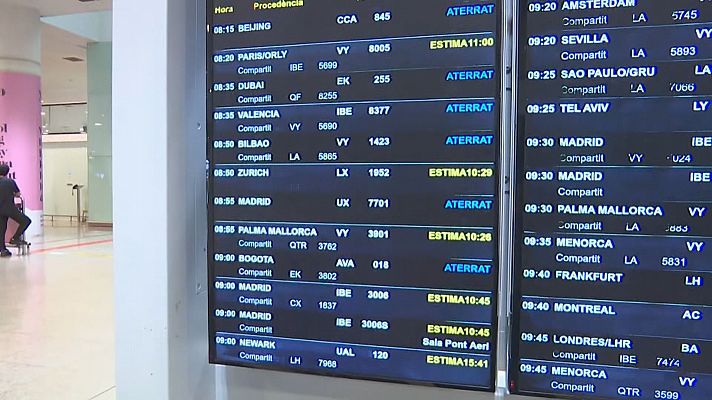 L'Informatiu - Desenes de retards i sis cancel·lacions a l'Aeroport del Prat per la tempesta