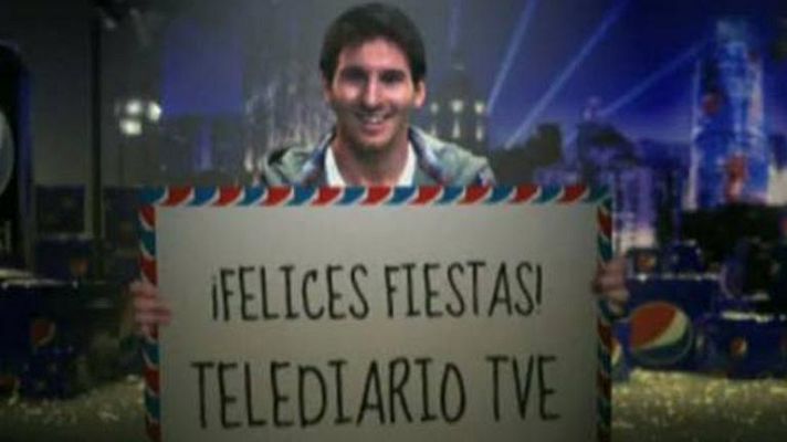 Telediario 1 - Messi felicita la navidad a los espectadores de TVE