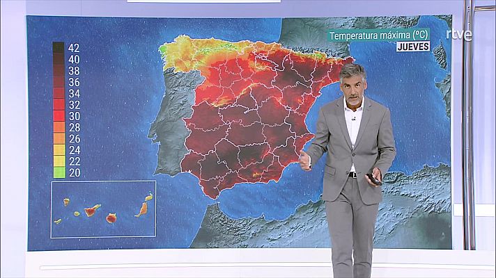 Temperaturas significativamente elevadas en amplias zonas de la mitad sur y nordeste peninsular