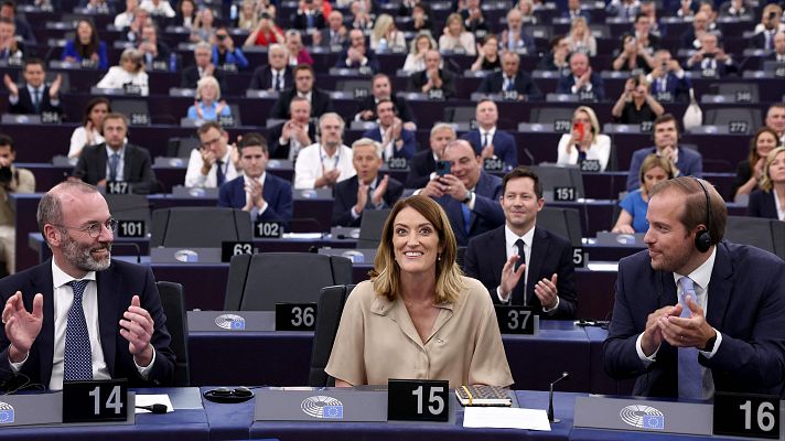 Telediario Internacional - Primer pleno del Parlamento Europeo: Metsola repite como presidenta