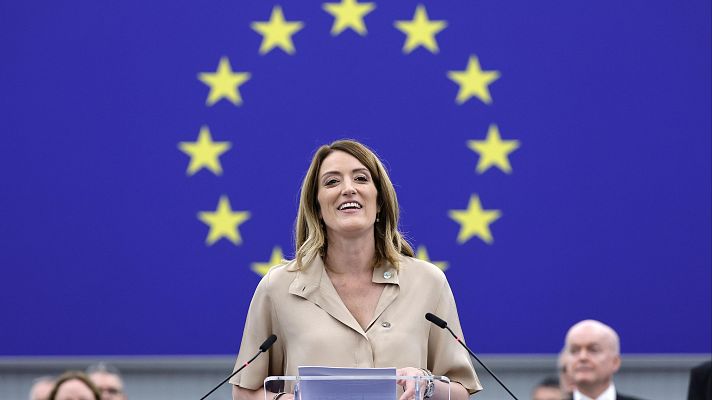 Telediario 2 - Metsola es reelegida para presidir el Parlamento Europeo