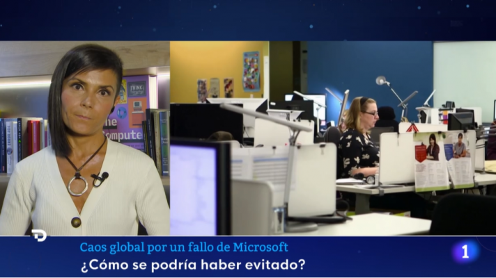 Telediario 2 - Esther Paniagua, experta en ciberseguridad, explica qué ha pasado para llegar a un fallo informático global