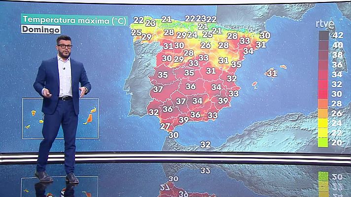 Descenso casi generalizado de las temperaturas, notable en el tercio nordeste y Mallorca, aunque mantendrán valores altos en Albacete y Málaga.