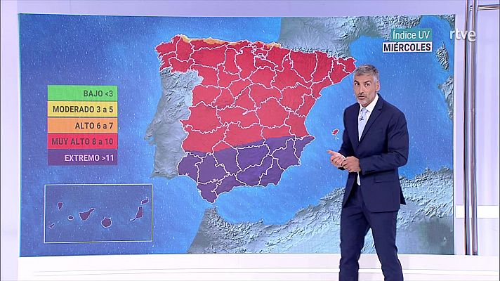 Temperaturas significativamente elevadas en interiores de la Península y vertientes sur de Canarias