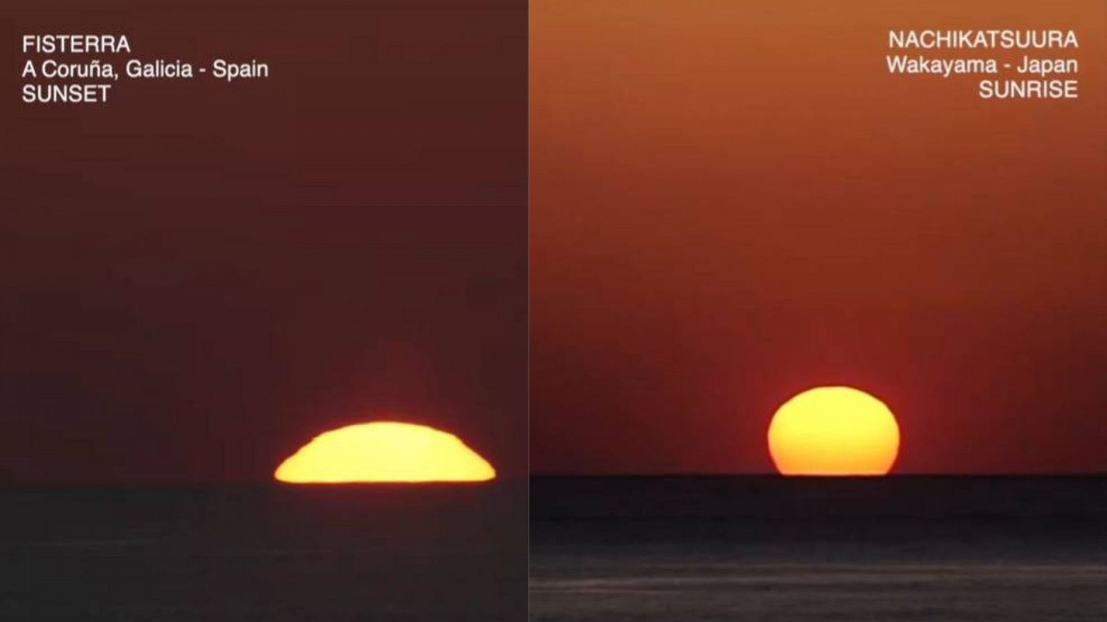 Este martes el sol une Galicia y Japón con su amanecer y atardecer