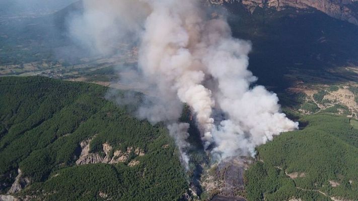 Un incendio forestal en Pueyo de Araguás quema 35 hectáreas