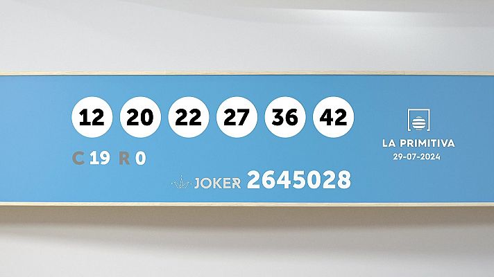SELAE - Sorteo de la Lotería Primitiva y Joker del 29/07/2024