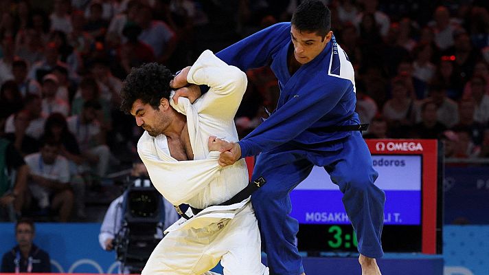 Judo JJOO París 2024 - Bronce. -90kg (M): T. Mosakhlishvili (ESP) vs. T. Tselidis (GRE)