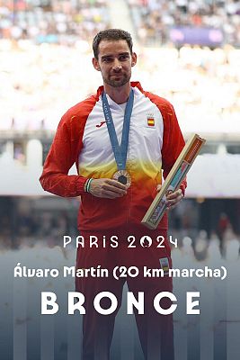 Álvaro Martín recoge su medalla de bronce en 20 km marcha en París 2024