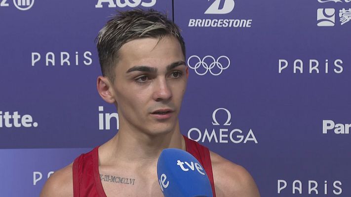 Boxeo JJOO París 2024 - Rafa Lozano Jr, a RTVE: "El rival cuando no quiere boxear se dedica a correr y hacer tonterías"