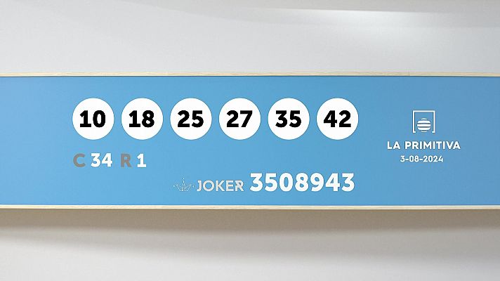 Sorteo de la Lotería Primitiva y Joker del 03/08/2024