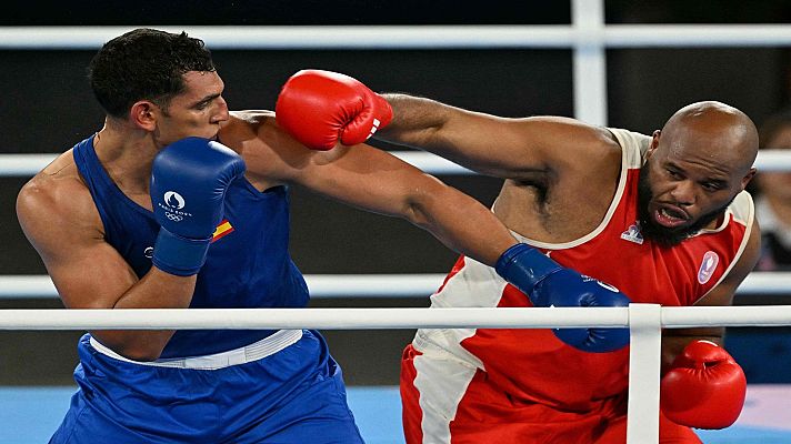 Boxeo JJOO París 2024 - Semifinal 92kg: D. Aboudou (FRA) vs. A. Ghadfa (ESP)