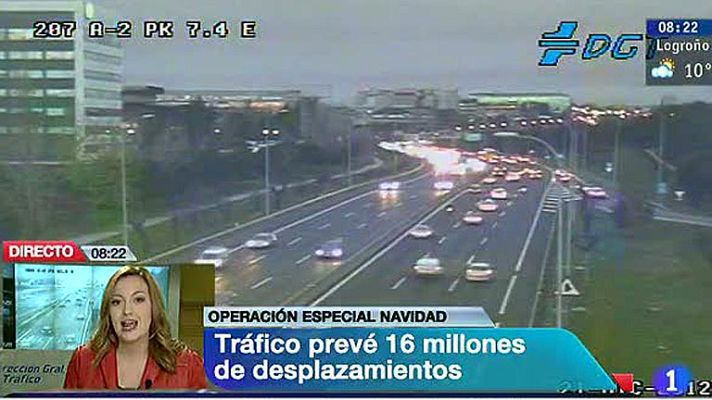 Telediario 1 - Tráfico prevé 16 millones de desplazamientos durante la Navidad