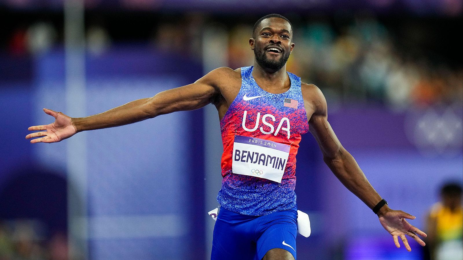 Atletismo final 400m vallas (M): Rai Benjamin mejora su plata de Tokyo y consigue el oro en París