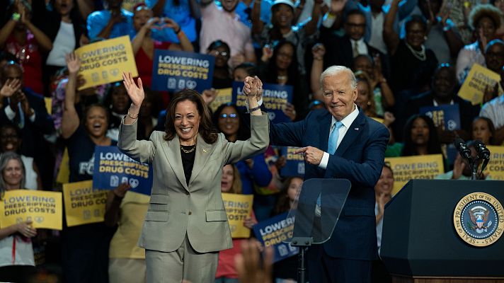 Elecciones en EE.UU.: primer mitin conjunto de Harris y Biden tras la renuncia a la reelección del presidente