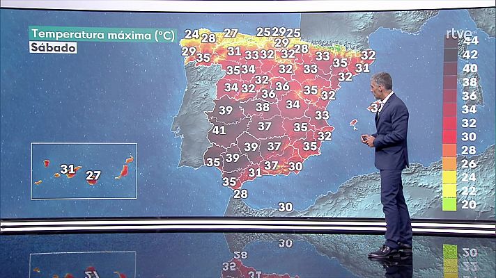 Las máximas tenderán a aumentar en general, acusadamente en la mitad norte peninsular y en medianías de Canarias