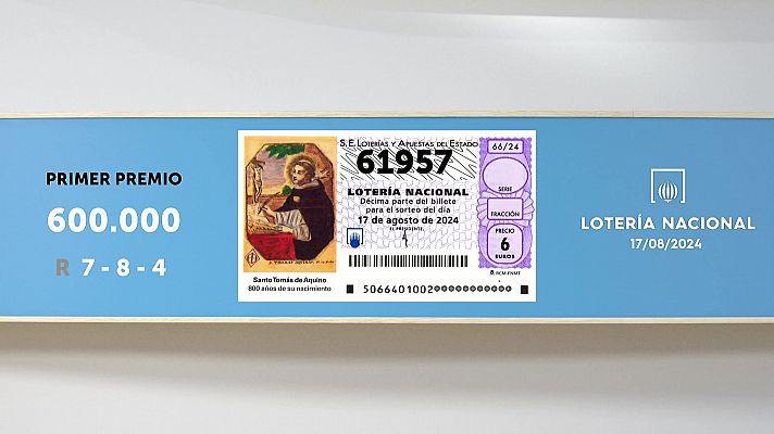 Sorteo de la Lotería Nacional del 17/08/2024