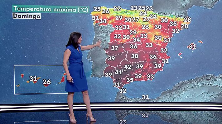 Temperaturas elevadas en el cuadrante sudoeste peninsular y zonas del sur de Canarias