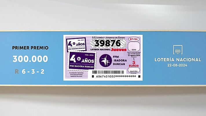 SELAE - Sorteo de la Lotería Nacional del 22/08/2024