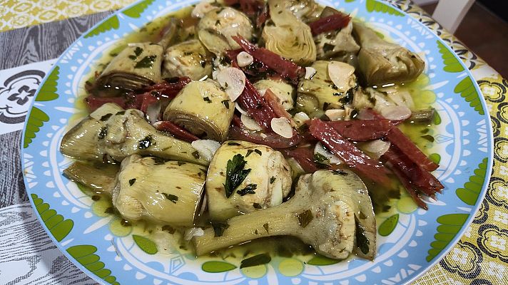 Mañaneros 360 - Receta de alcachofas al ajillo con jamón