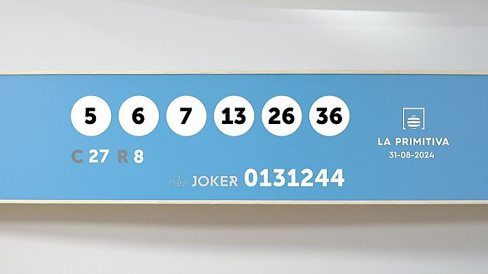 Sorteo de la Lotería Primitiva y Joker del 31/08/2024