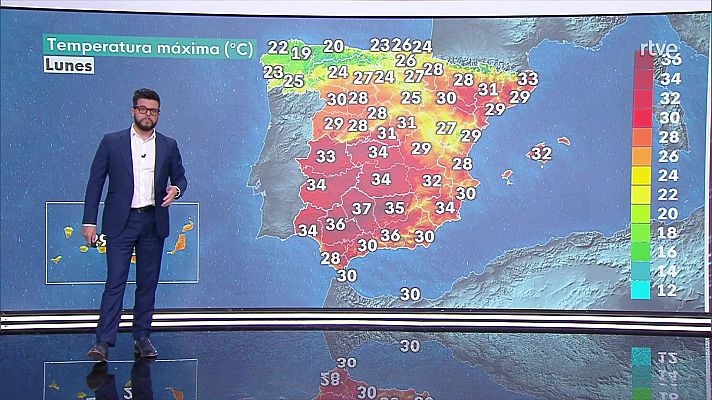 El tiempo - Chubascos y tormentas localmente fuertes, muy fuertes o persistentes a primeras horas en áreas de Aragón, Navarra y nordeste de Castilla-La Mancha