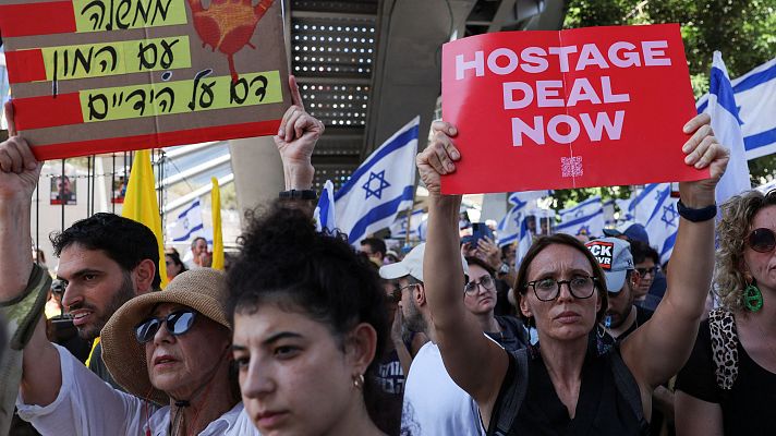 Telediario 1 - Huelga general en Israel para exigir a Netanyahu una tregua en Gaza