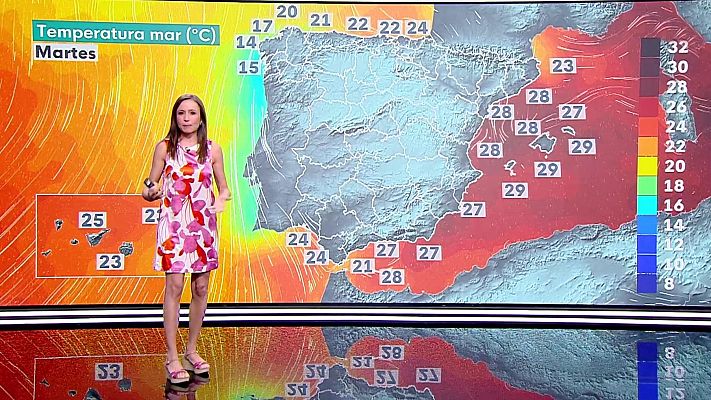 Máximas en descenso en el tercio noroeste y área mediterránea oriental peninsular