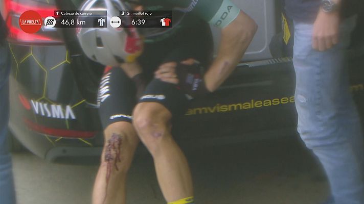 Van Aert sufre una dura caída en un descenso en la Vuelta