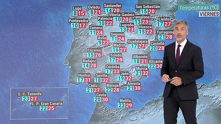 Las  máximas aumentarán en el centro este y oeste de Cataluña, descendiendo en el tercio noroeste, sudeste y Ampurdán