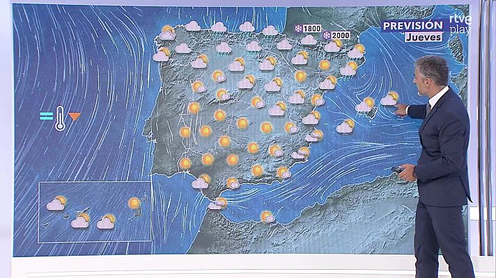 El tiempo - Precipitaciones persistentes en el Cantábrico oriental, fuertes en Cataluña, Baleares y Valencia