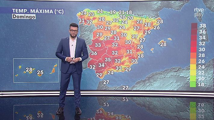 Ascenso localmente notable de las máximas en la Cantábrica y la Ibérica oriental