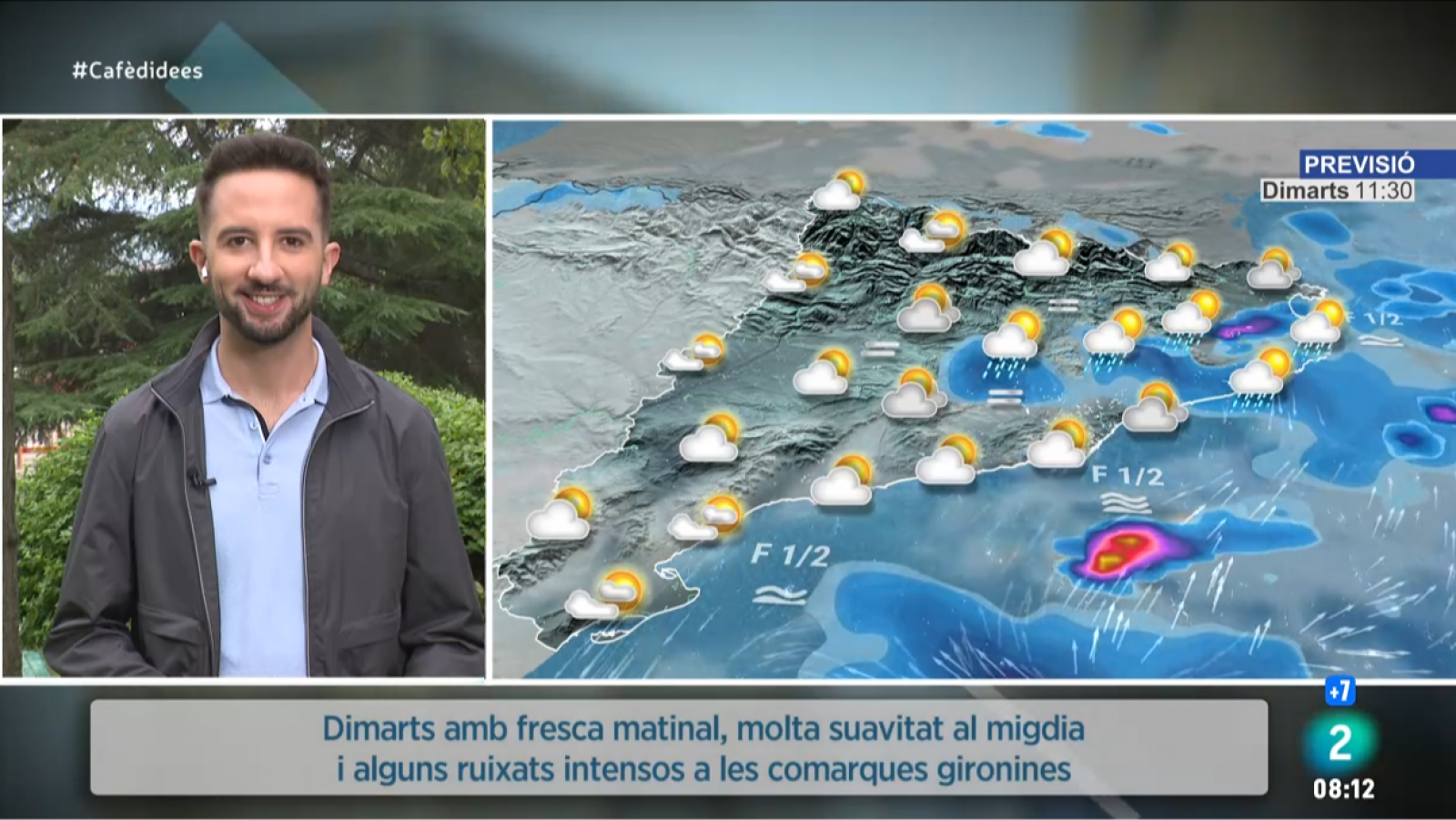 El Temps - Dimarts amb nuvolades, ruixats al nord-est i més suavitat al migdia | Veure