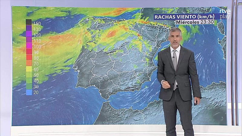 Intervalos de fuerte y/o rachas muy fuertes en zonas del cuadrante noroeste y montañas de la mitad norte - ver ahora