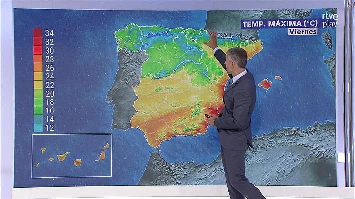 El tiempo - Intervalos de viento fuerte y/o rachas muy fuertes en el litoral cantábrico, sin descartar Ampurdán, Baleares y litoral de Almería