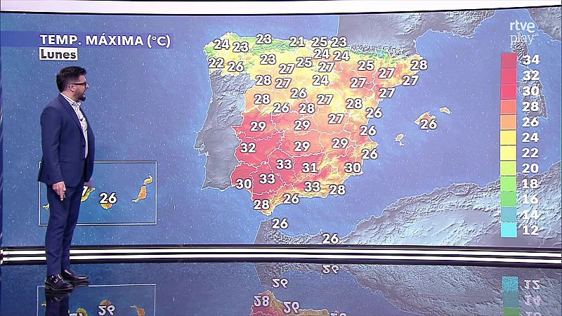 Ascenso notable de las temperaturas máximas en el área cantábrica, Pirineos, meseta Norte, alto Ebro y entorno de la Ibérica. - ver ahora