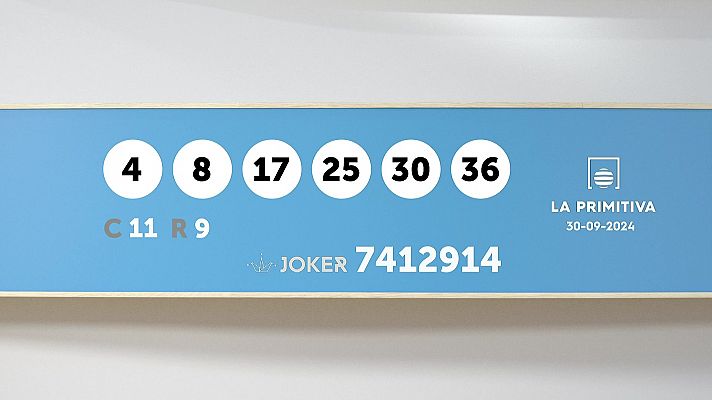 Sorteo de la Lotería Primitiva y Joker del 30/09/2024