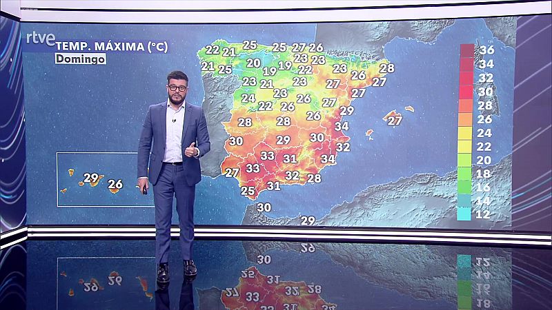 Máximas en aumento casi generalizado, notable en Cantábrico oriental y en descenso en área mediterránea sur - ver ahora