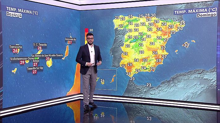 El tiempo - Temperaturas máximas en aumento casi general en la Península