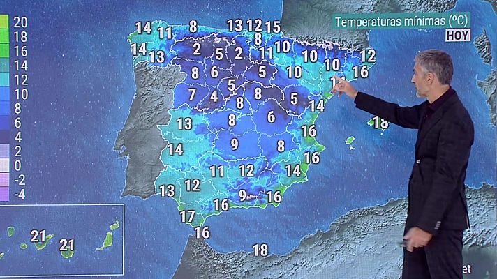 El tiempo - Intervalos de viento fuerte y rachas muy fuertes en el Bajo Ebro, con precipitaciones localmente fuertes en  Girona