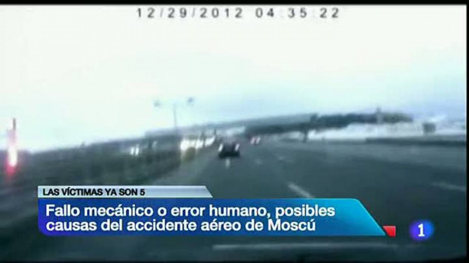 Telediario 1: Asciende a cinco los muertos por el accidente de avión que se salió de la pista en Moscú | RTVE Play